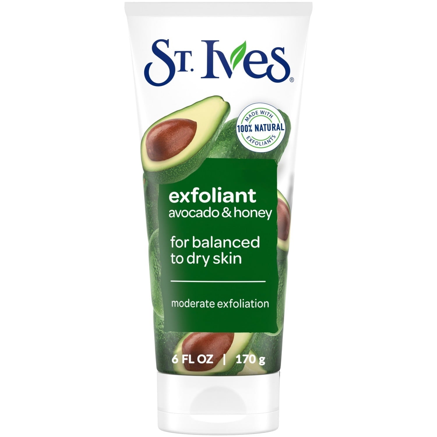 (4 pack) St. Ives Avocado & Honey Face Scrub, Moderate Exfoliating Face Wash with Natural Exfoliants, 6oz