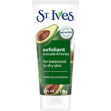 St. Ives avocado & honey exfoliating face scrub tube, green label, 6 fl oz