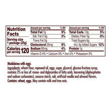 Nutrition Facts label on madeleine sponge cake package back