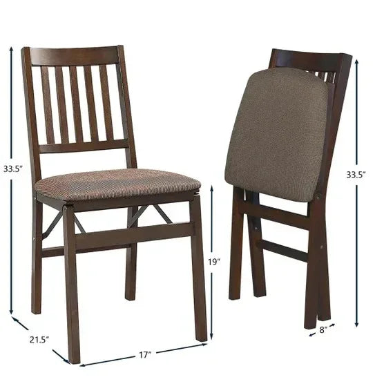 Stakmore Wood Upholstered Folding Chair, 2-pack