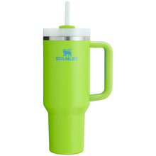 Insulated 40oz tumbler in bright lime with clear lid and straw