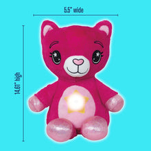 Pink plush cat night light, full body, 5.5 wide