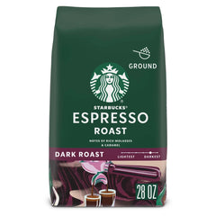 Starbucks Espresso Roast, Ground Coffee, Dark Roast Hot or Iced Coffee, 28 oz