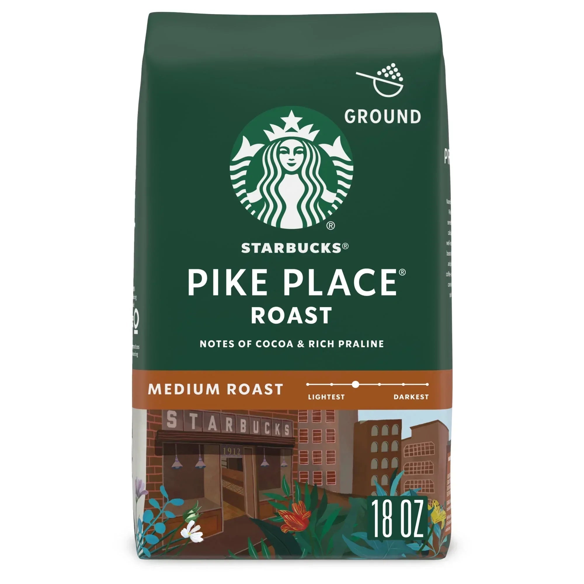 Starbucks Breakfast Blend, Ground Coffee, Medium Roast Hot or Iced Coffee, 18 oz
