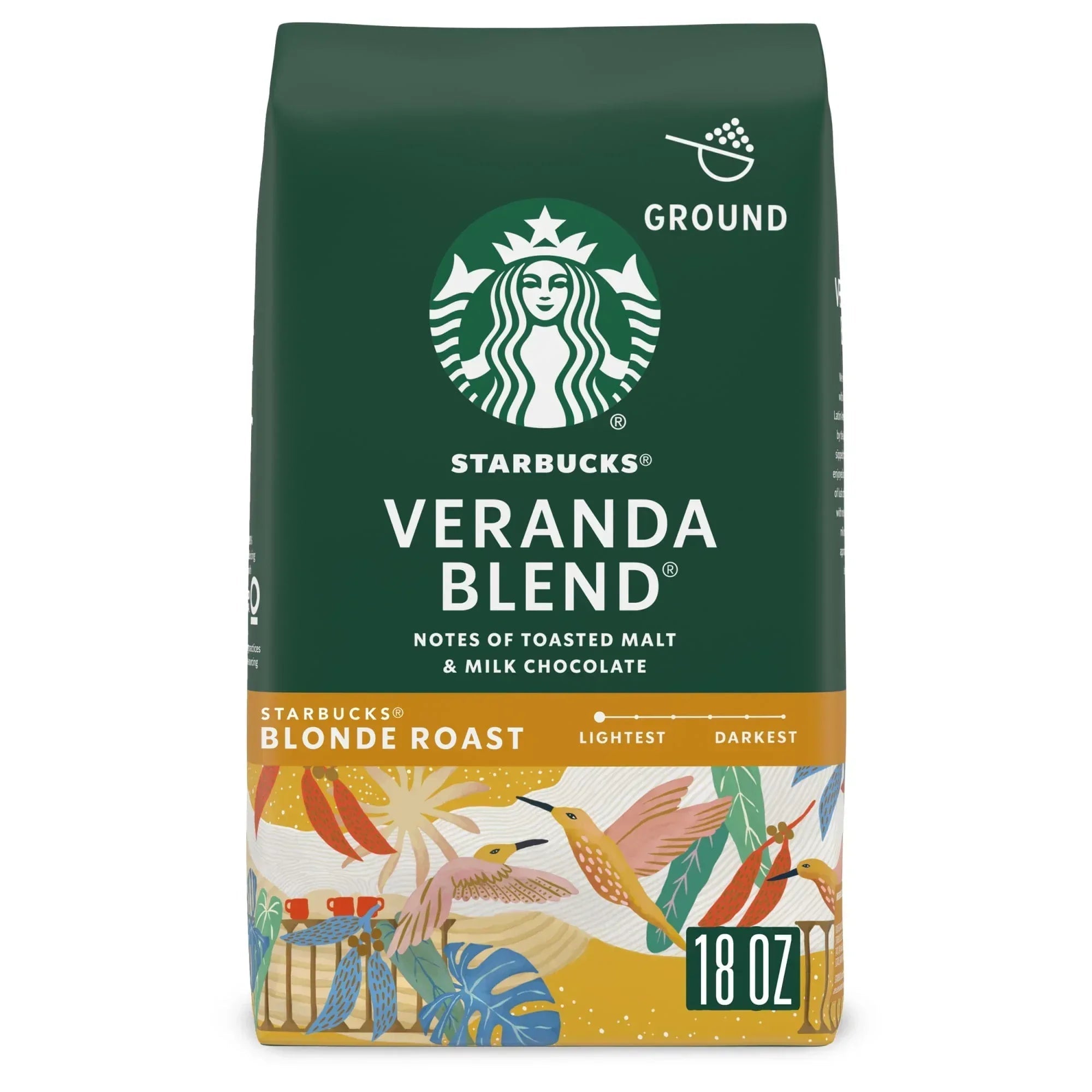 Starbucks Breakfast Blend, Ground Coffee, Medium Roast Hot or Iced Coffee, 18 oz