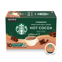 K-Cup hot cocoa pod box with Starbucks logo and 10-count recyclable K-Cup pods