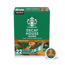 Starbucks Decaf House Blend K-Cup coffee pods, 22-count box, medium roast label
