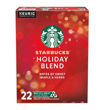 Starbucks Holiday Blend K-Cup coffee pod box, medium roast, 22 count