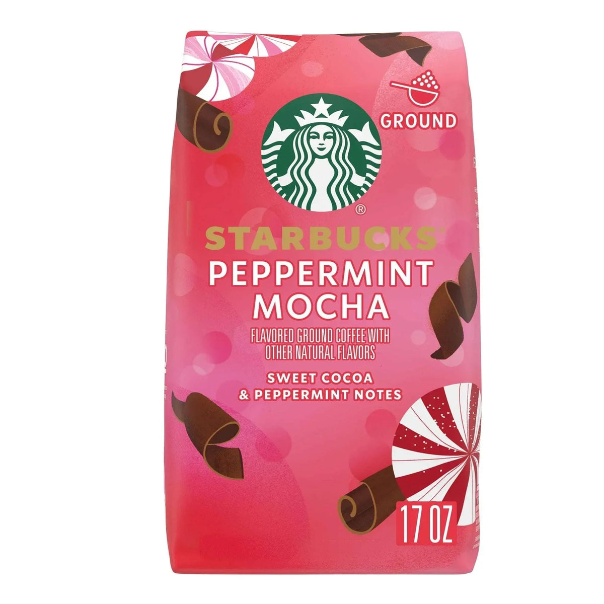 Starbucks Peppermint Mocha Flavored Ground Coffee, 100% Arabica, 17 oz