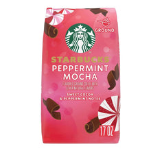 Starbucks Peppermint Mocha flavored ground coffee bag, 17 oz, pink with logo