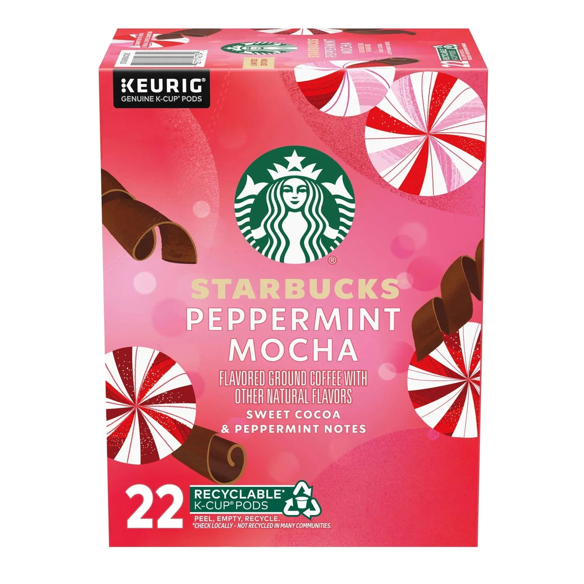 Starbucks Peppermint Mocha Flavored Coffee, Keurig K-Cup Coffee Pods, 22 Count - USA MEGA SHOP