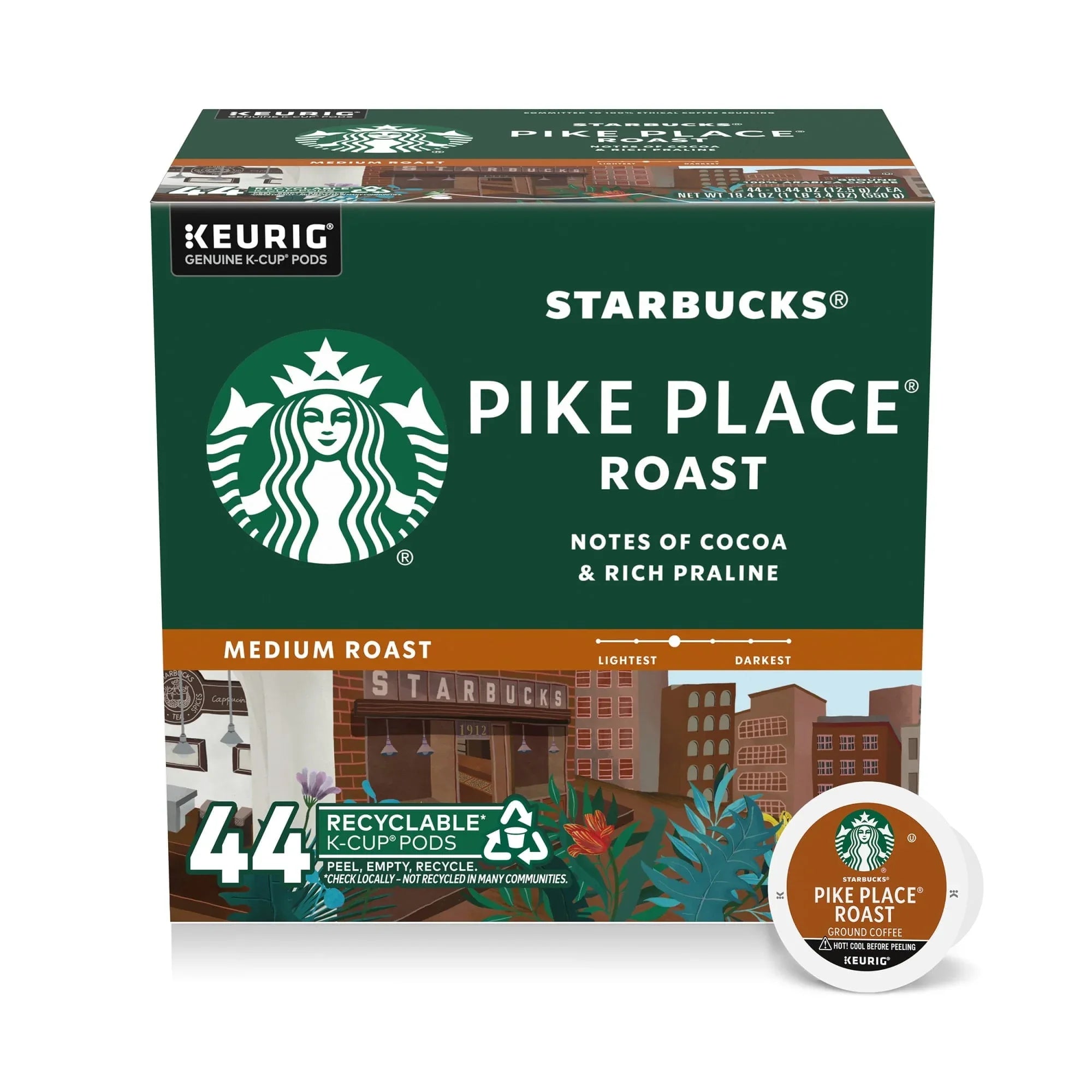 Starbucks Pike Place Roast, Hot or Iced Coffee, Medium Roast K-Cup Coffee Pods, 44 Count - USA MEGA SHOP