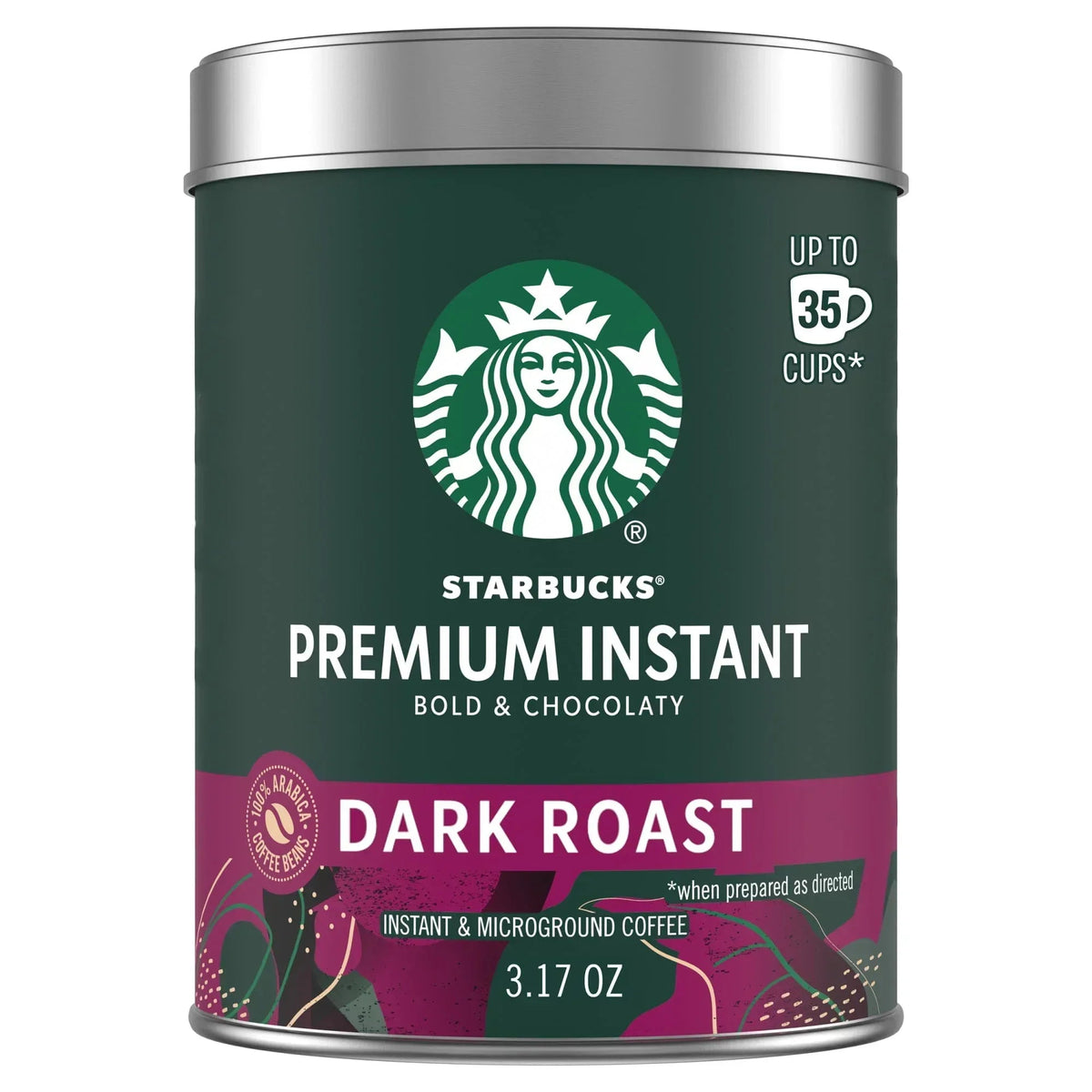 Starbucks Premium Instant Coffee, Dark Roast Coffee, Arabica Beans, 3.17 oz