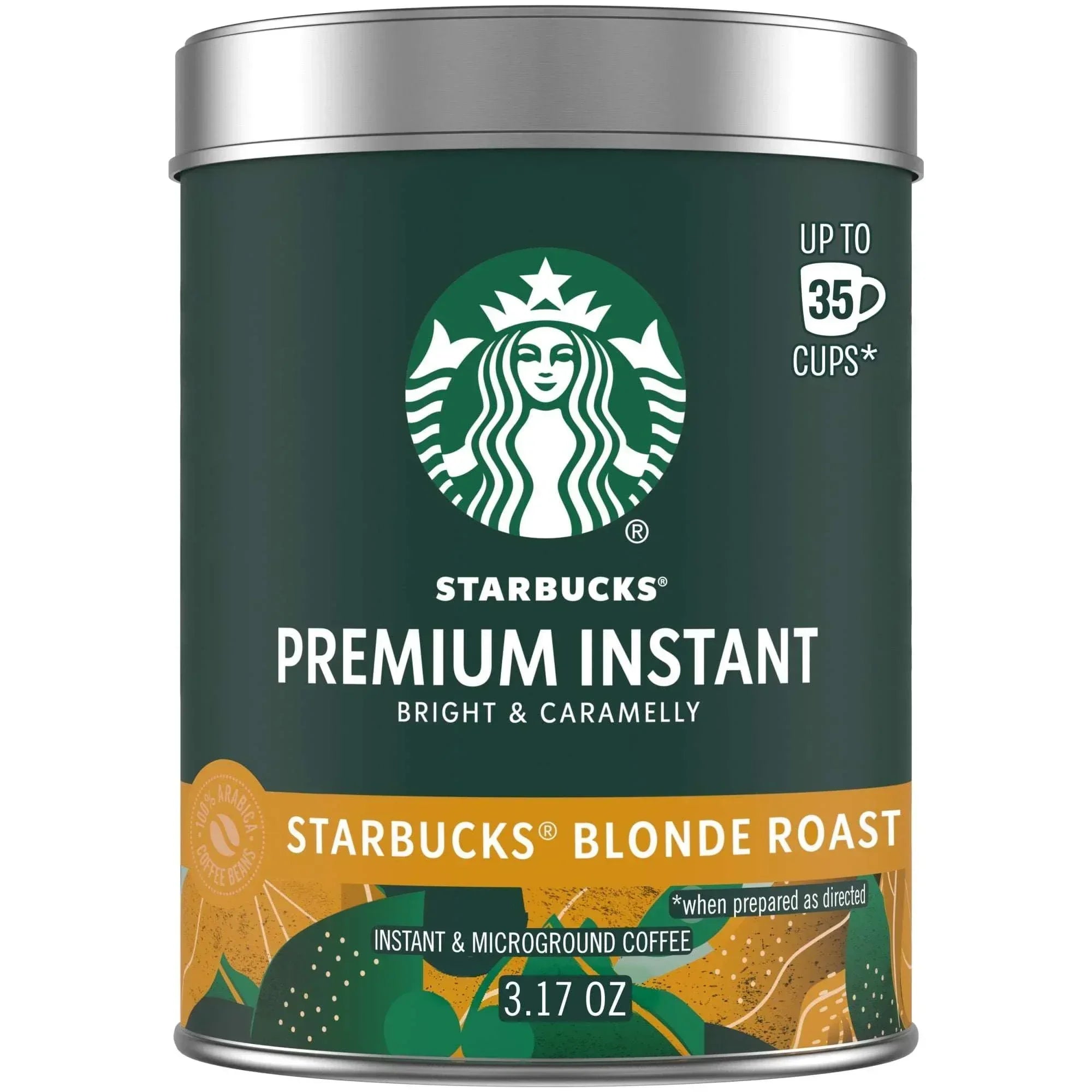 Starbucks Premium Instant Coffee, Starbucks Blonde Roast Coffee, Arabica Beans, 3.17 oz