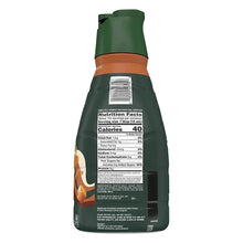 Caramel macchiato creamer bottle back with Nutrition Facts serving panel.