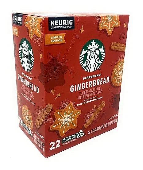 Starbucks Coffee Company Holiday Limited Edition Gingerbread Coffee K Cups Pods - 22 count - 1 box