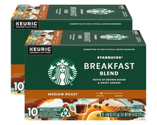 Starbucks Breakfast Blend K-Cup pod box, medium roast, recyclable 10-count