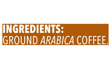 Ground arabica coffee ingredients text on coffee pod packaging