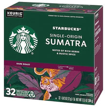Keurig K-Cup pods box, Starbucks Sumatra single-origin dark roast, 32-count