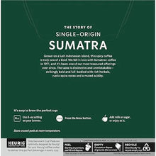 Keurig K-Cup pods box, Sumatra story and brewing instructions on back panel
