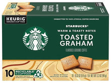 Keurig K-Cup pods box, Starbucks Toasted Graham flavored ground coffee