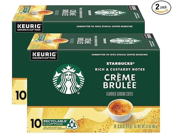 Starbucks Crème Brulée Flavored Blonde Roast Single Cup Coffee for Keurig Brewers, 10 Count - Pack of 2