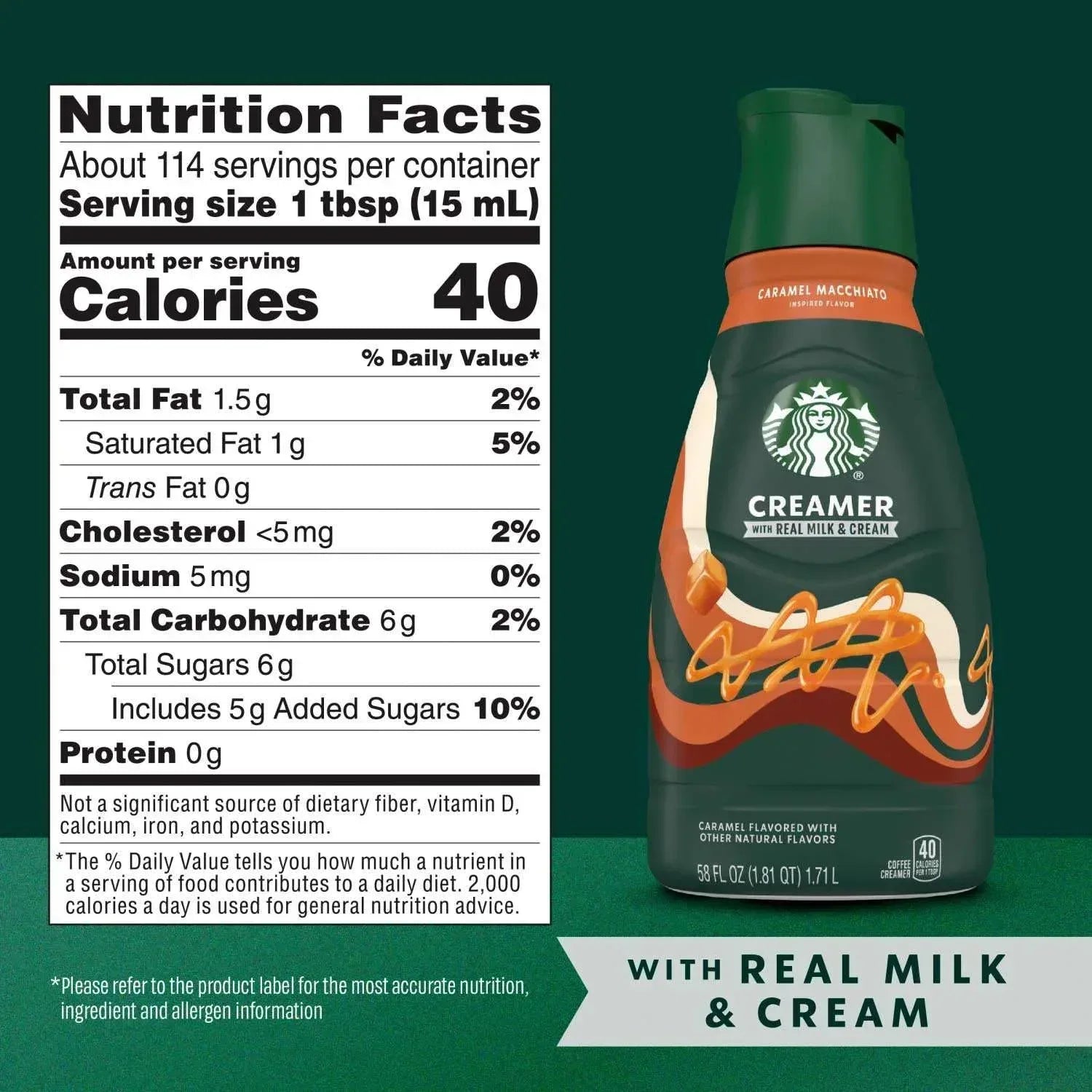 Starbucks Dairy Refrigerated Coffee Creamer, Caramel Macchiato, 58 fl. oz.