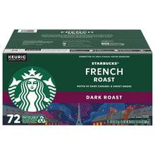 Dark roast K-Cup coffee box labeled French Roast, Starbucks, 72 count