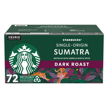 Starbucks Single-Origin Sumatra dark roast K-Cup pod box, 72 count