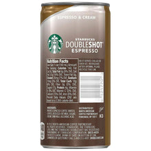 Starbucks Doubleshot Espresso coffee can with back label and barcode