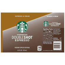 Starbucks Doubleshot Espresso coffee can side with Nutrition Facts and barcode