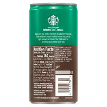 Starbucks Espresso and Cream can back with Nutrition Facts and barcode
