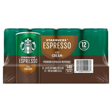 Starbucks Espresso and Cream 6.5 fl oz 12-pack can carrier, green and brown