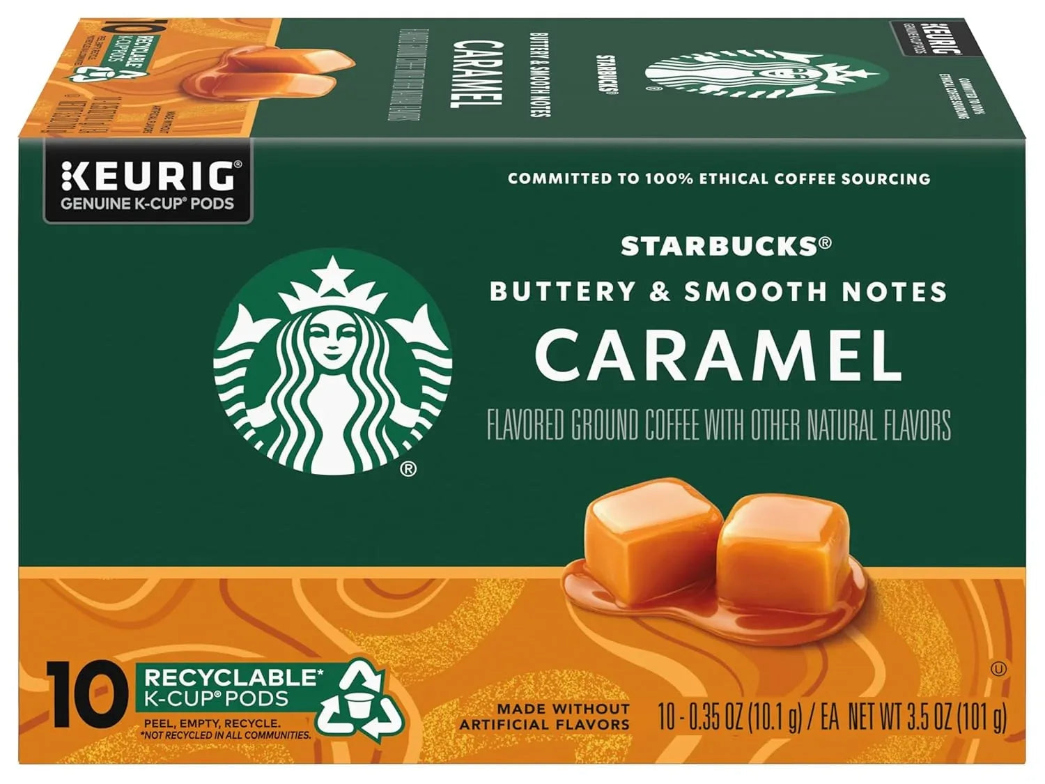 Starbucks Flavored Coffee K-Cup Pods, Caramel Flavored Coffee, Made without Artificial Flavors, Keurig Genuine K-Cup Pods