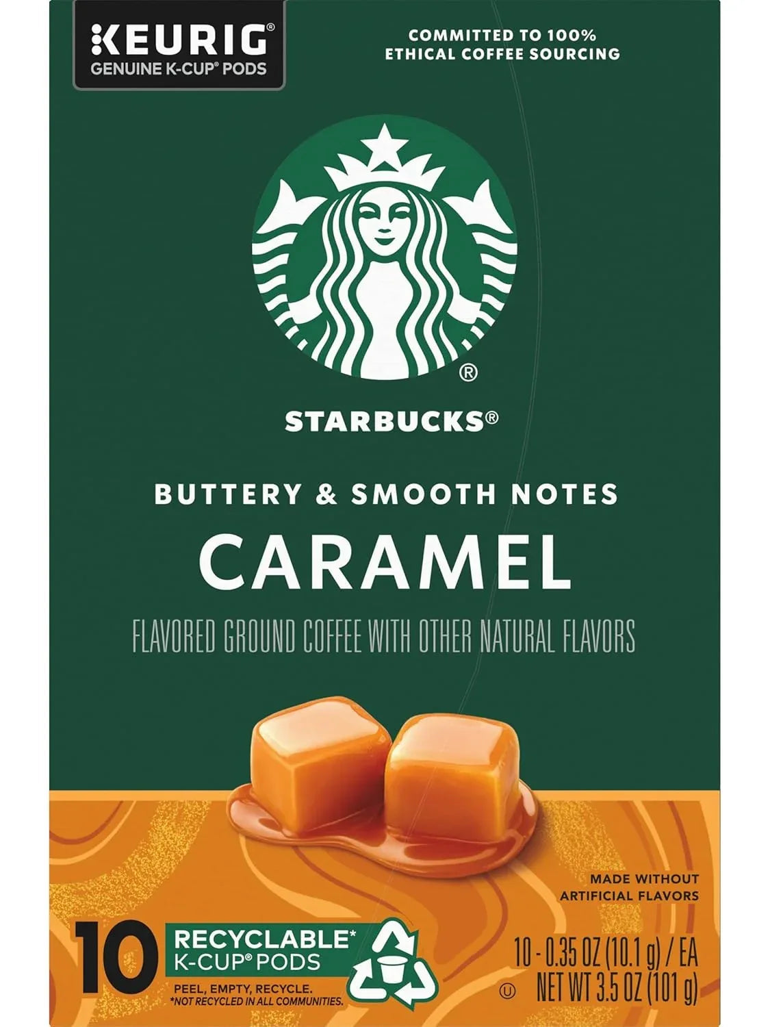 Starbucks Flavored Coffee K-Cup Pods, Caramel Flavored Coffee, Made without Artificial Flavors, Keurig Genuine K-Cup Pods