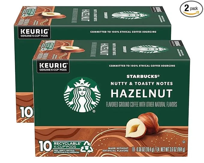 Starbucks Flavored Coffee K-Cup Pods, Hazelnut Flavored Coffee, Made without Artificial Flavors, Keurig Genuine K-Cup Pods