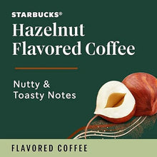 Hazelnut flavored coffee K-Cup pod box front, Nutty & Toasty Notes text with hazelnut