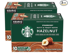 Hazelnut flavored coffee K-Cup pod box, green Starbucks design with hazelnut graphic