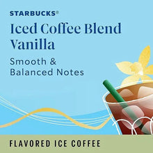 Starbucks iced coffee blend vanilla flavored ice coffee box front with green straw