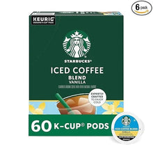 Starbucks iced coffee blend vanilla K-Cup pods box, 60 pods, 6-pack