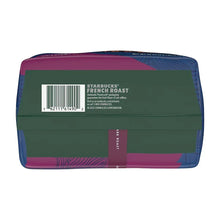Starbucks French Roast whole bean coffee bag, barcode and roast label, blue-purple