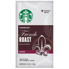 Whole bean coffee bag with Starbucks French Roast dark label