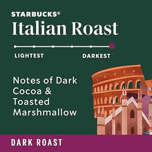 Italian Roast dark roast label with notes of dark cocoa and toasted marshmallow