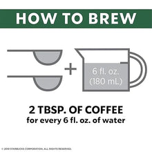 How to brew graphic: 2 tbsp coffee per 6 fl oz water