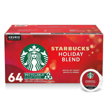 Starbucks Holiday Blend 64-count K-Cup box with recyclable label