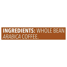 Coffee bag panel: Ingredients whole bean Arabica coffee