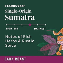 Starbucks Single-Origin Sumatra flavor scale card, dark roast, rich herbs and spice