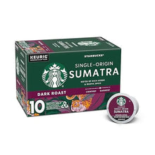 K-Cup coffee pod box, Starbucks Single-Origin Sumatra dark roast, 10-pack