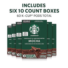 Mocha K-Cup coffee pod boxes, six 10-count boxes shown
