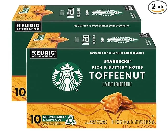 Starbucks K-Cup Coffee Pods, Flavored Hot or Iced Coffee, Toffeenut